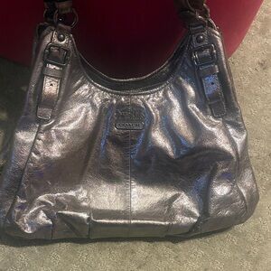 Coach Shimmering Silver Shoulder Bag